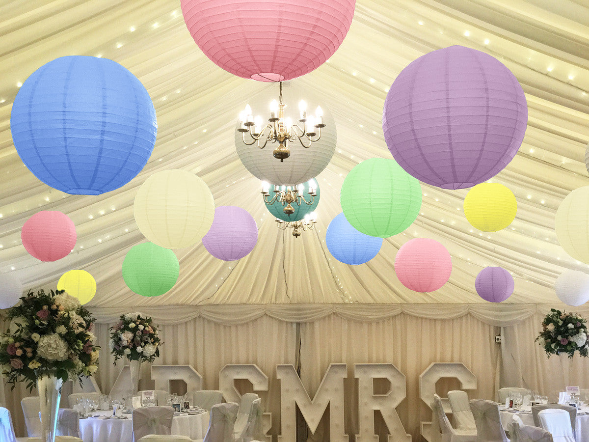 Pastel Paper Hanging Lanterns for decorating weddings