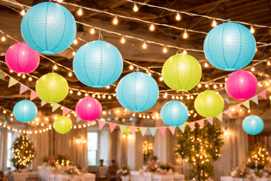 Turquoise Ice Blue Paper Hanging Lantern