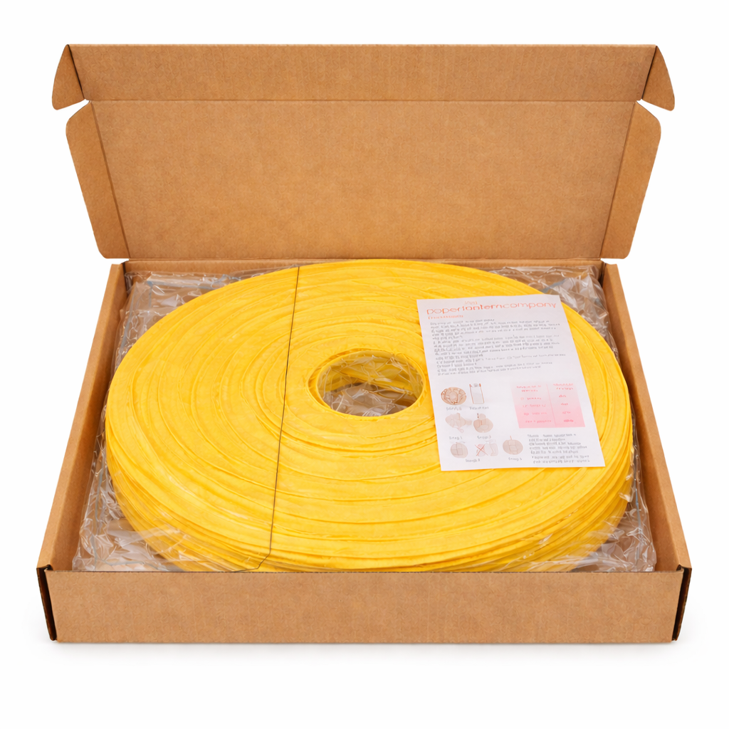 Yellow Paper Lanterns in a packed box