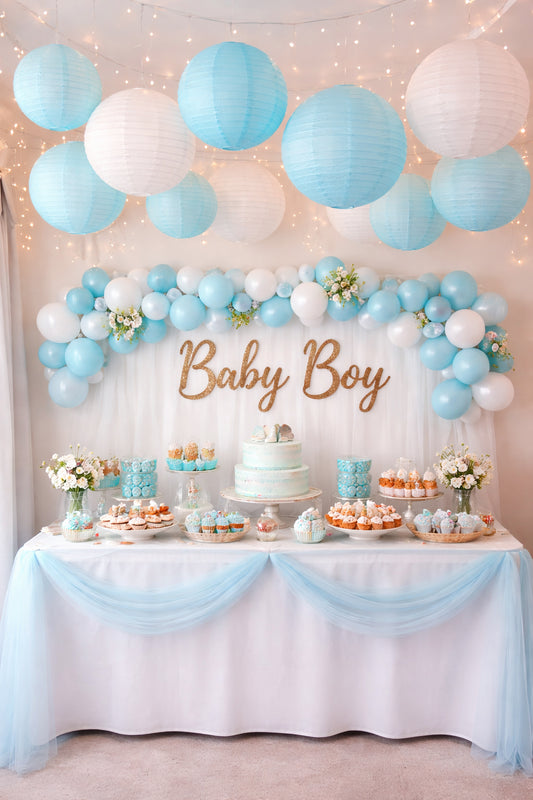 Baby Powder Blue Paper Hanging Lantern