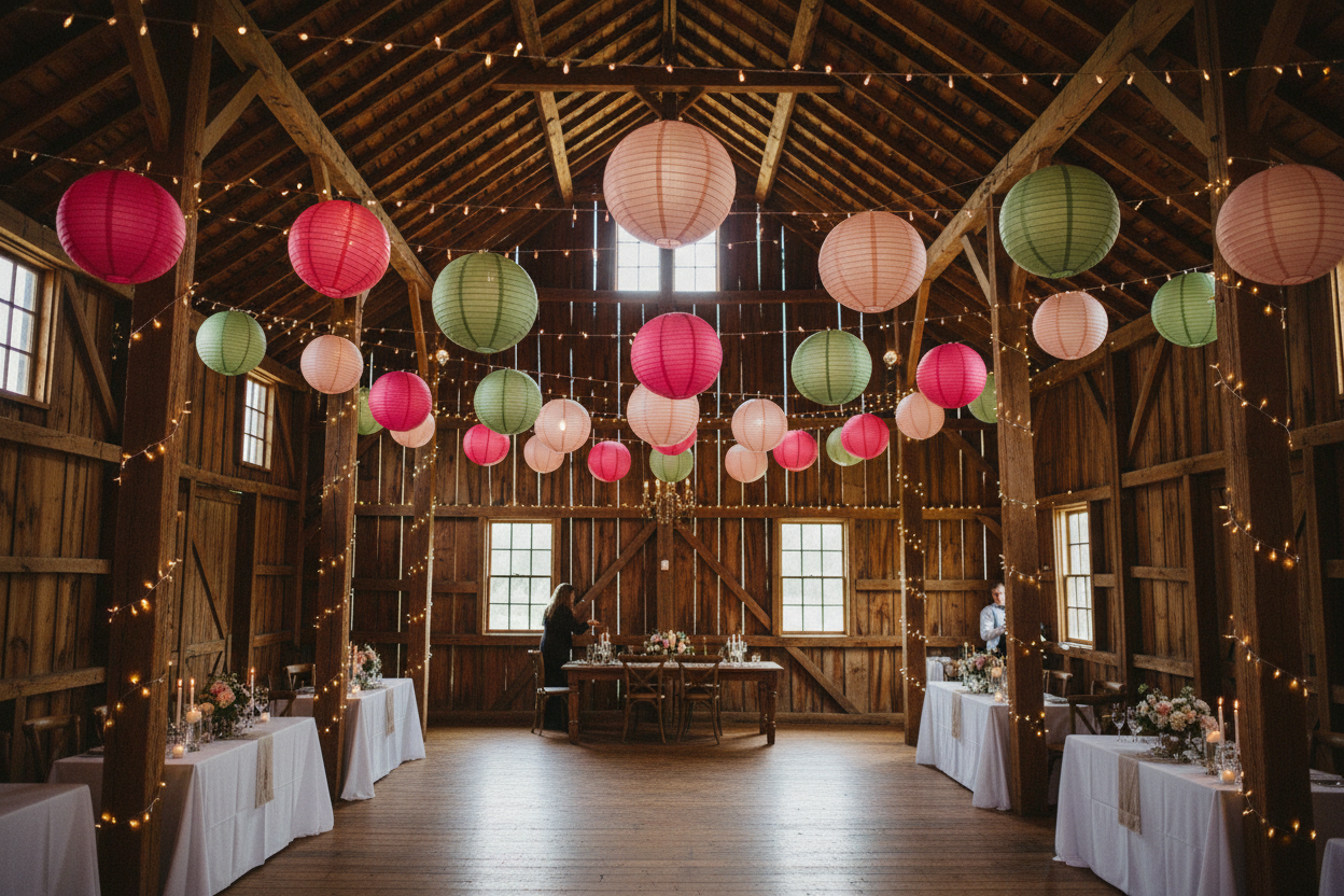 Fuchsia Pink Paper Hanging Lantern