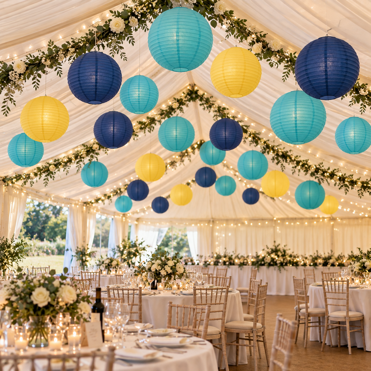 Marine, Turquoise & Lemon Paper Lantern Pack