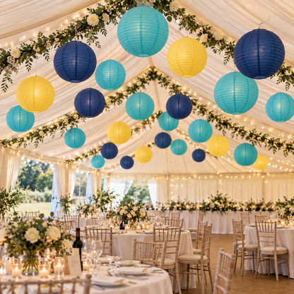 Marine, Turquoise & Lemon Paper Lantern Pack