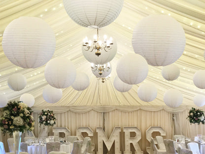 White Hanging Paper Lantern Pack for decorating Weddings